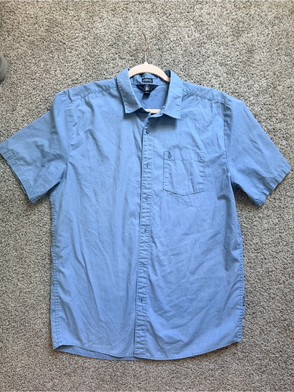 Volcom Light Blue Short Sleeve Button-Down Shirt